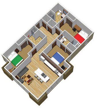 Three Bedroom Apartment / House | Estimate Shipping Volume