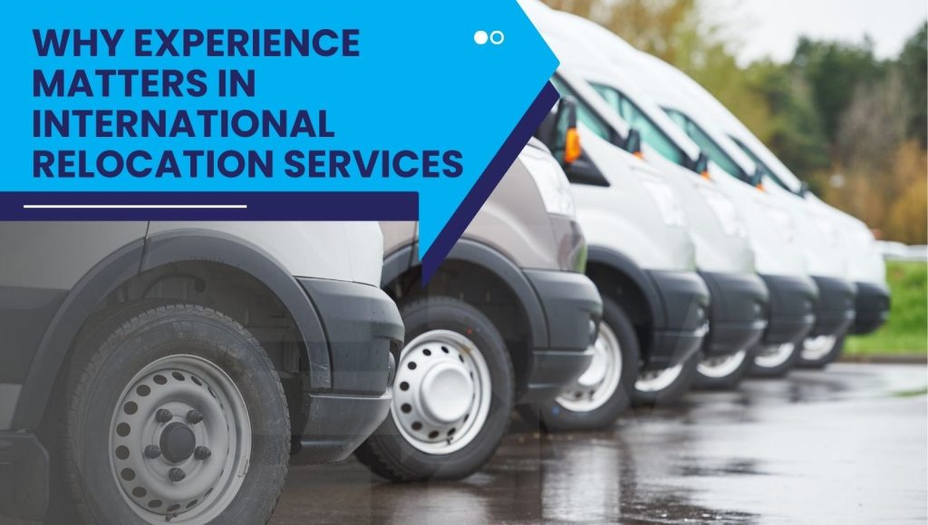 International relocation services moving trucks ready for global relocation